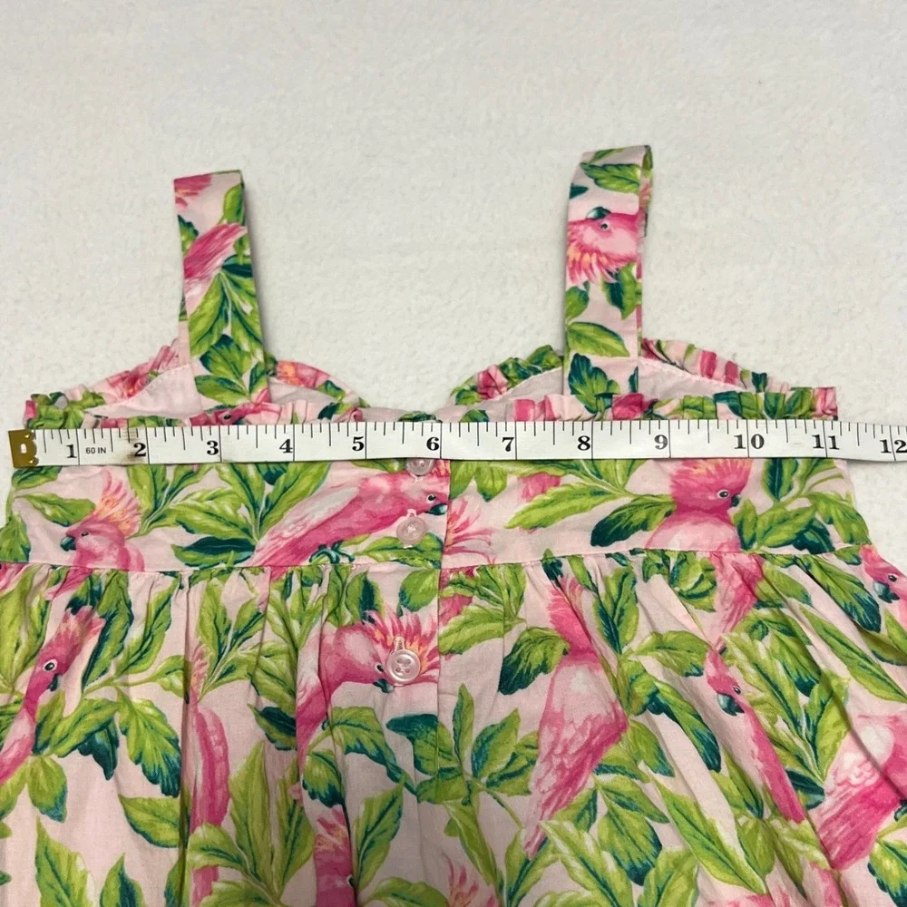 Janie and Jack Sun Dress Girls 5 Pink Tropical Cockatoo Floral Summer Preppy